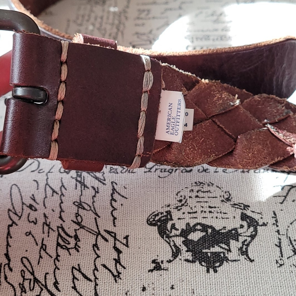 American Eagle brown thick leather belt buckle - Picture 2 of 4